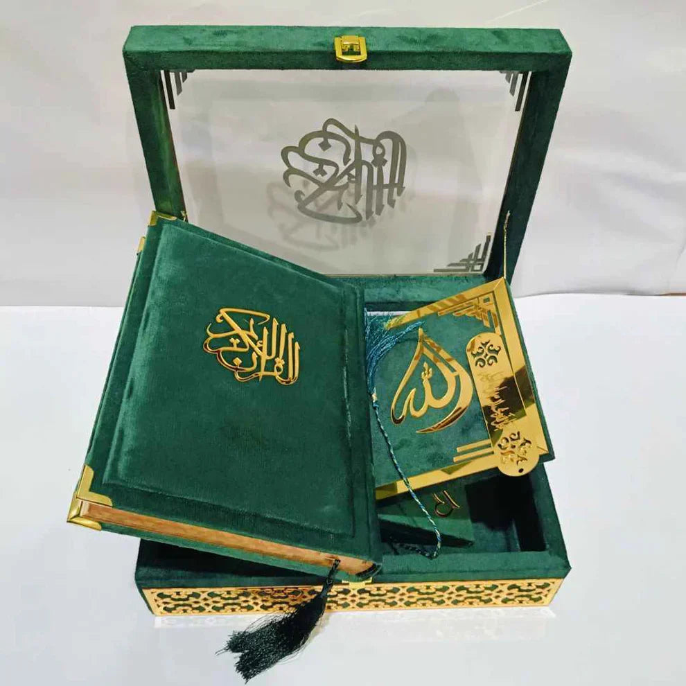 IMPORTED MIROR BOX GREEN QURAN SET
